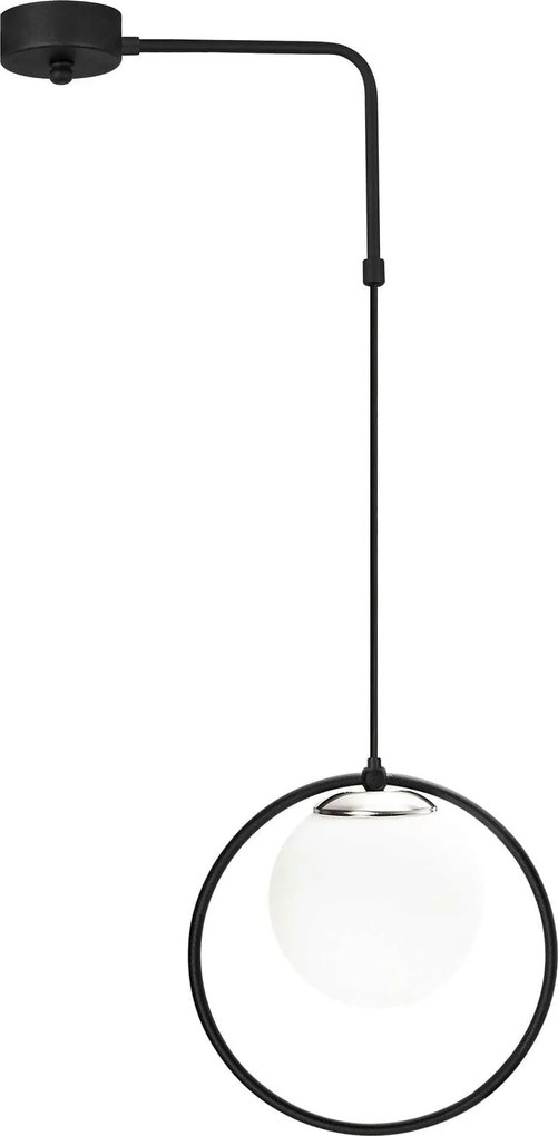 Lustra 892OPV1483, negru/alb, metal/sticla, 42x15x50-100 cm