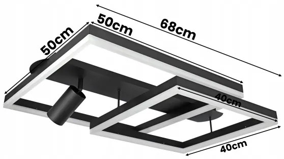 Plafonieră LED 38W/230V + 1x GU10/30W, neagră