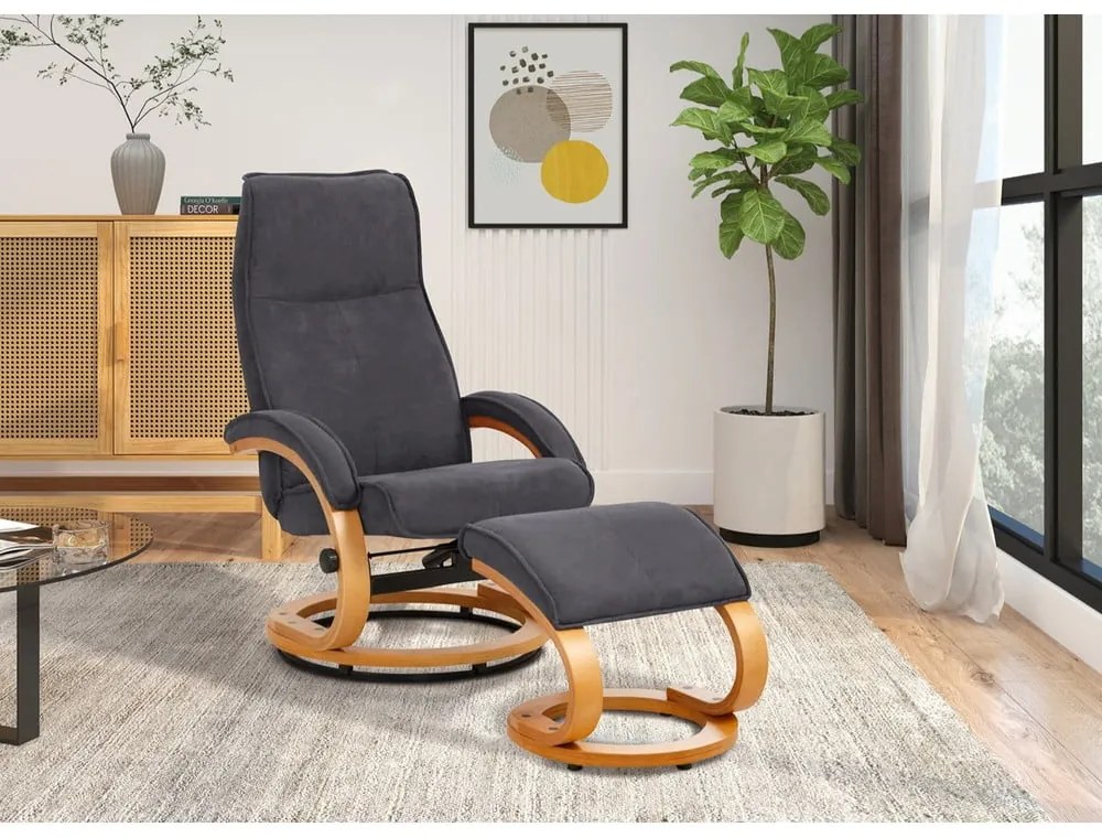 Set fotoliu și taburet cu tapițerie textilă Støraa Rika, gri