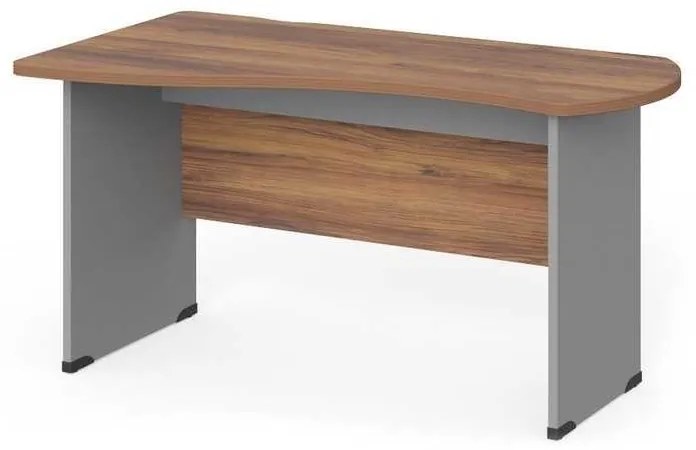Birou de colt Manager 140 x 80 cm, stânga, nuca warmia / gri