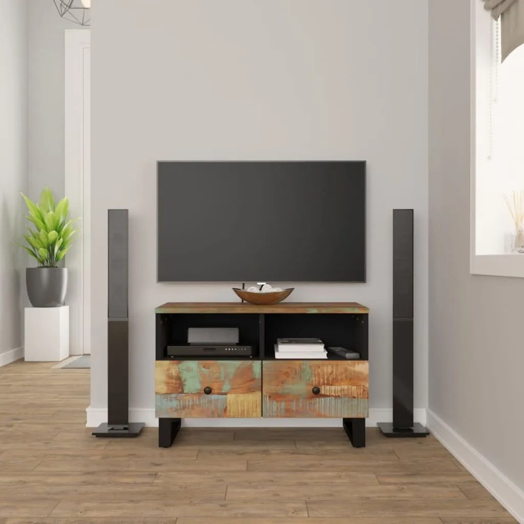 vidaXL Comodă TV, 70x33x46 cm, lemn masiv reciclat
