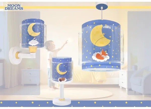 Dalber 76639 - Lampă de perete pentru copii MOON DREAMS, 1xE27/15W/230V, albastră