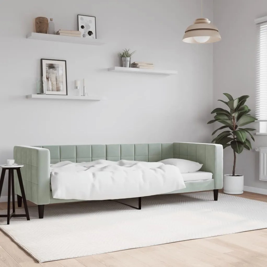 354001 vidaXL Cadru de pat, gri deschis, 80x200 cm, catifea