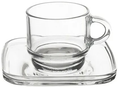 Orion Set de căni din sticlă cu farfurioară Cozy 6bucăți, 0,091 ml, 91 ml