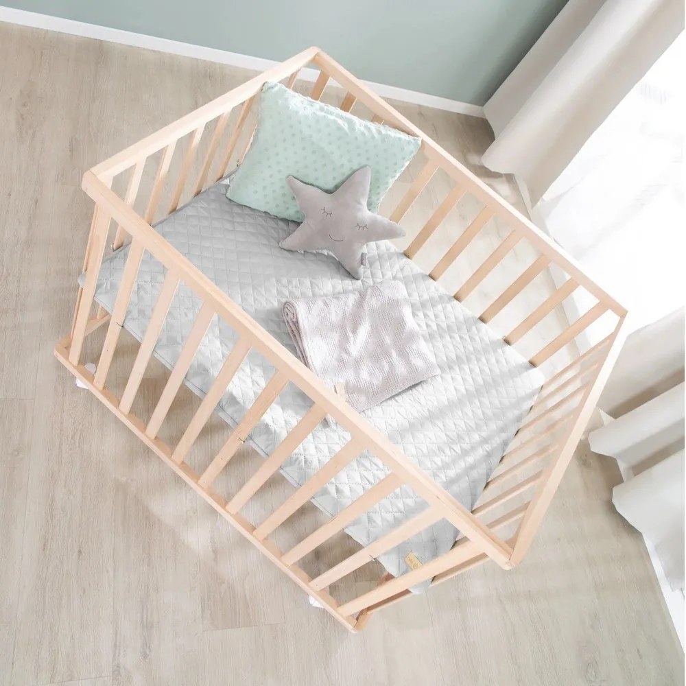 Țarc pentru copii gri din lemn masiv de fag 75x100 cm Roba style – Roba