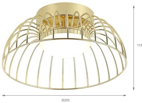 Plafonieră LED BETSY, 12 W / 230 V, Ø 25 cm, aurie