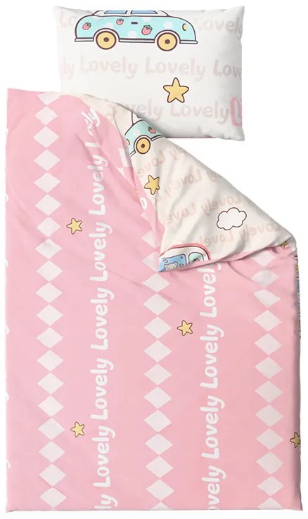 Lenjerii din bumbac pentru patut Culoare roz, AUTO LOVELY