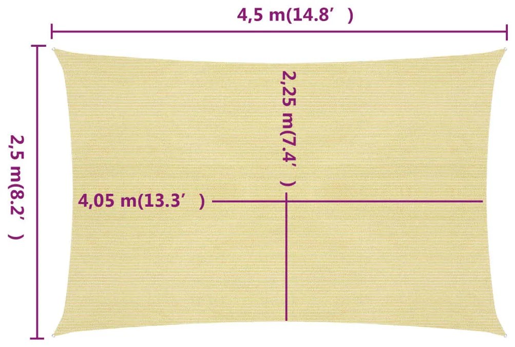 Panza parasolar, bej, 2,5x4,5 m, HDPE, 160 g m   Bej, 2.5 x 4.5 m