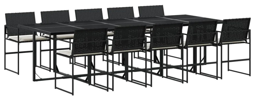 3295061 vidaXL Set mobilier de exterior cu perne, 11 piese, negru, poliratan