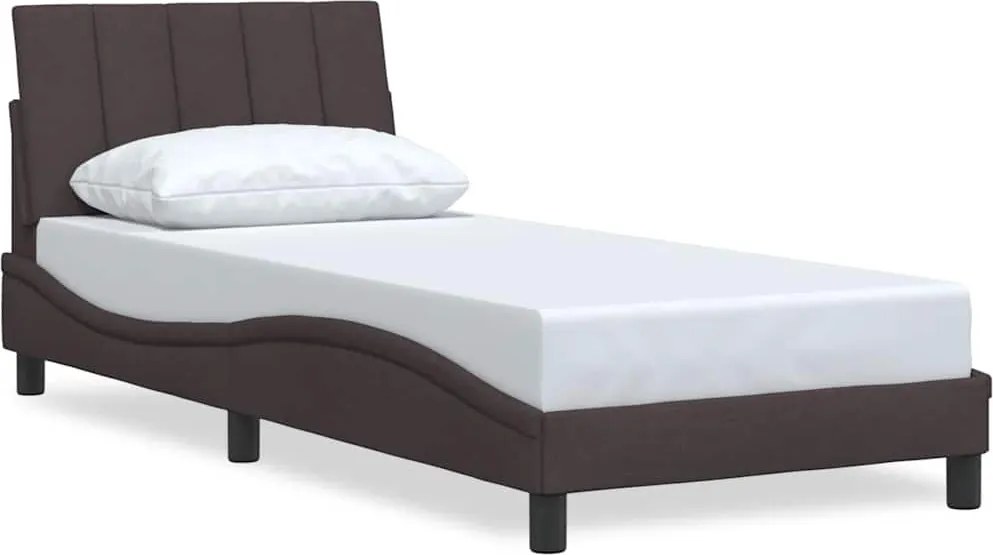 vidaXL Cadru de pat fără saltea, Hanko, maro închis, 90x200 cm, textil