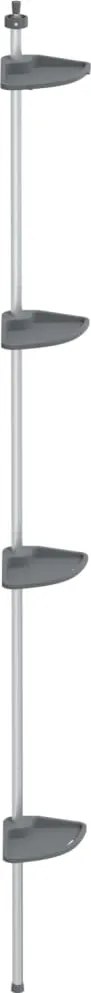 vidaXL Raft de colț pentru duș telescopic 4 niveluri argintiu aluminiu