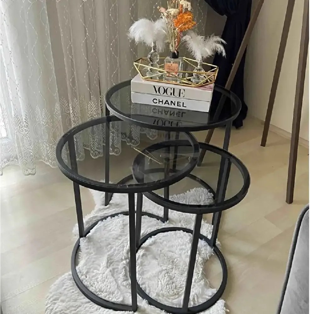 Set masuta de cafea sticla,Seria 440,Homs, 3 buc,0027