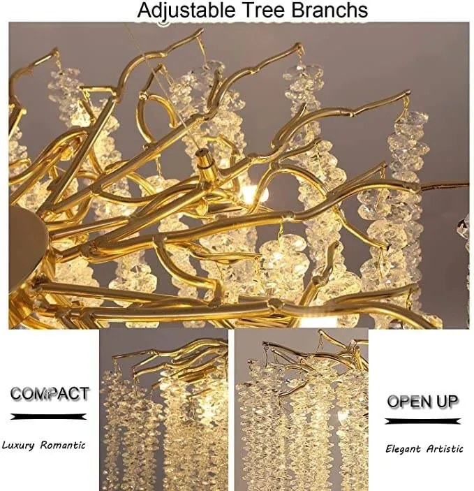 Candelabru led Cristal, Elit's, Evea S Gold, 80 cm
