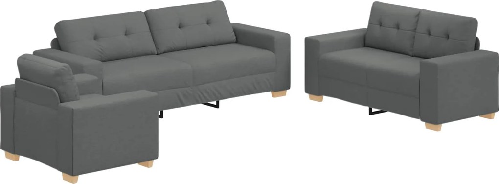 vidaXL Canapea 3 pcs Gri închis 221 x 80 x 80 cm