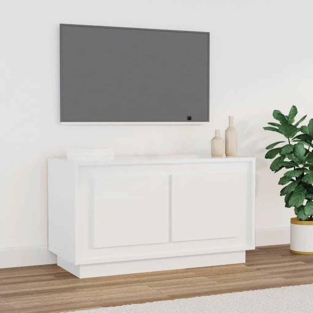 819854 vidaXL Comodă TV, alb extralucios, 80x35x45 cm, lemn prelucrat