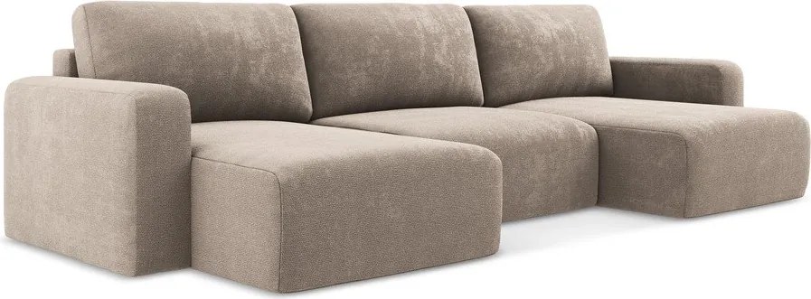 Colțar bej extensibil/cu spațiu de depozitare cu tapițerie din chenille (în formă de "U") Kona – Makamii