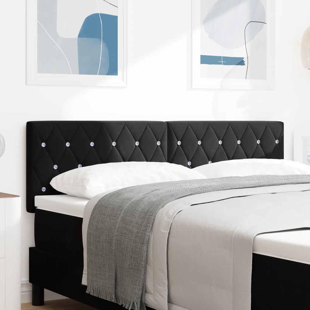 vidaXL Tăblie LED cu lumini cu bandă LED Argyle Negru 80 cm Catifea