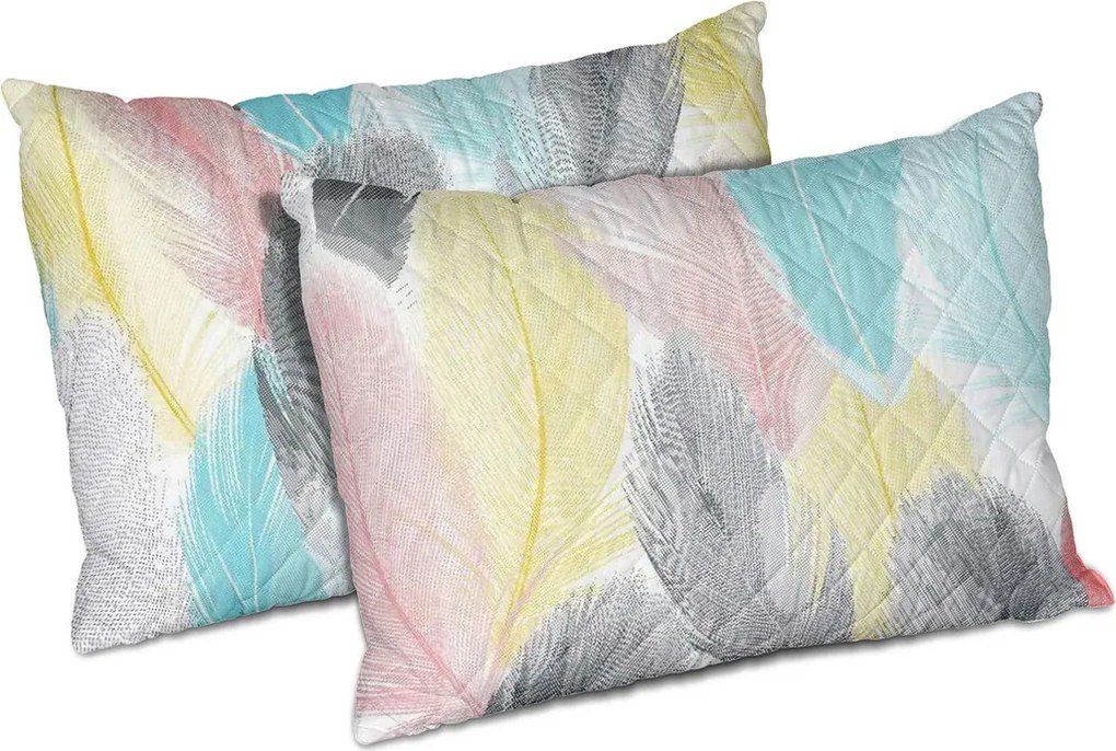 Set Alcam, Peacock, 2 perne microfibra 50x70 cm si pilota matlasata 180x200 cm