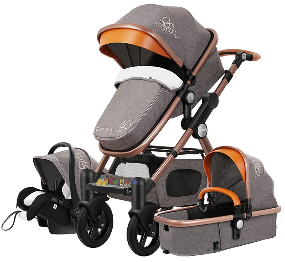 Carucior 3 in 1 cu landou transformabil sport, 0-36 luni, Gri - CPC-14-gri