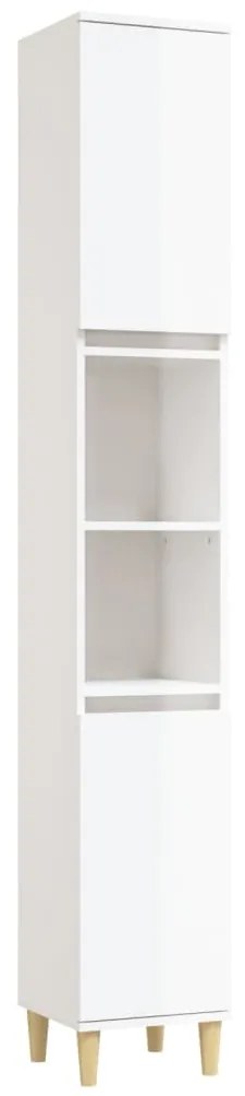 819790 vidaXL Dulap de baie, alb extralucios, 30x30x190 cm, lemn prelucrat