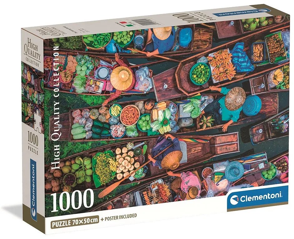 Orașe Floating Market Puzzle Thailanda 1000 de piese Compact Clementoni