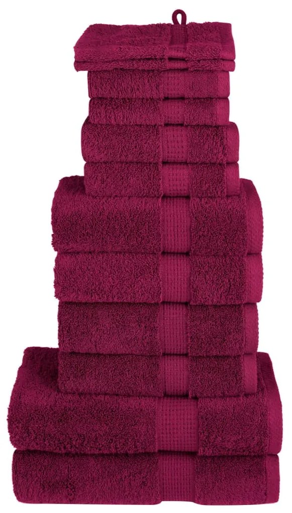 vidaXL Set de prosoape premium SOLUND, 12 piese, bordo, 600 g/m²