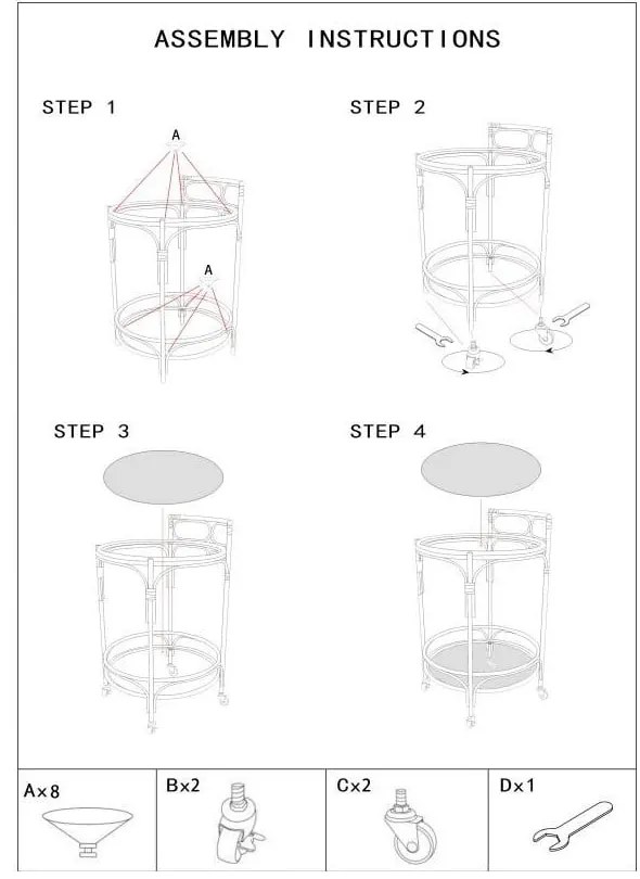 Măsuță de servire cu roți din metal ø 51 cm Panama – Mauro Ferretti