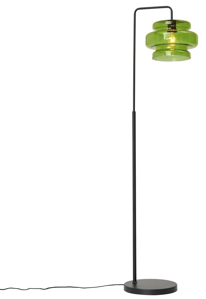 Lampă de podea retro neagră cu sticlă verde - Denise