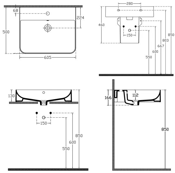 Isvea - Lavoar pentru blat/suspendat SOTT AQUA 60,5x50 cm ceramică/alb