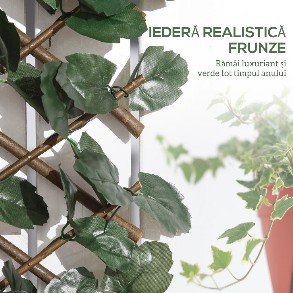 Outsunny Gard Artificial Extensibil cu 2 Secțiuni din Poliester și Ratan, 200x100 cm, Verde | Aosom Romania