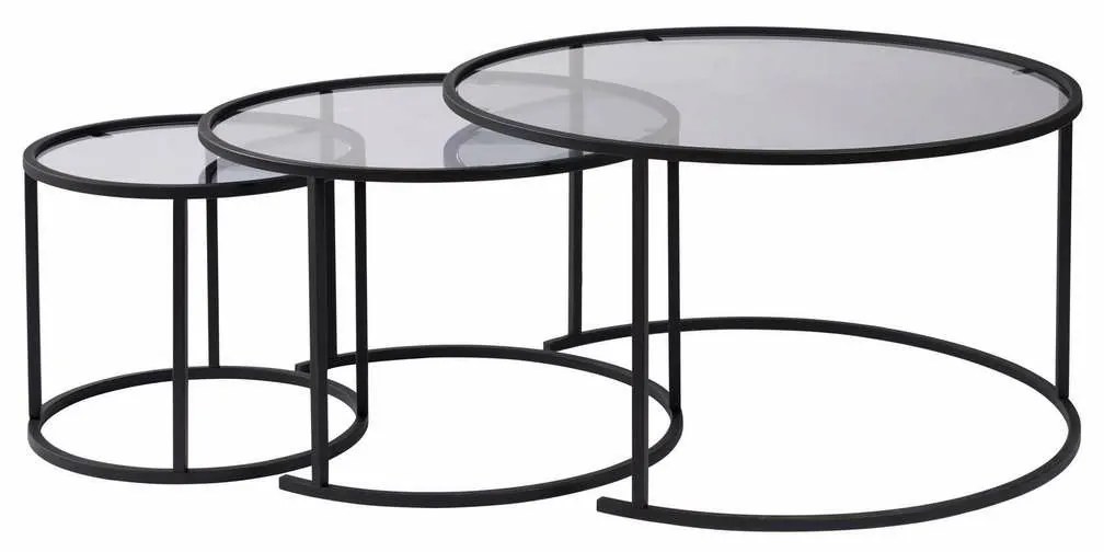 Set de măsuțe de cafea Aurum Black and Grey80 cm, 3 buc.