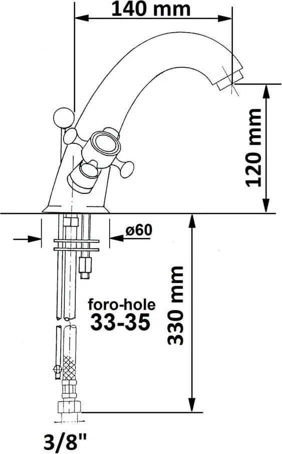 Baterie aurie pentru chiuvetă înaltă Antea – Sapho
