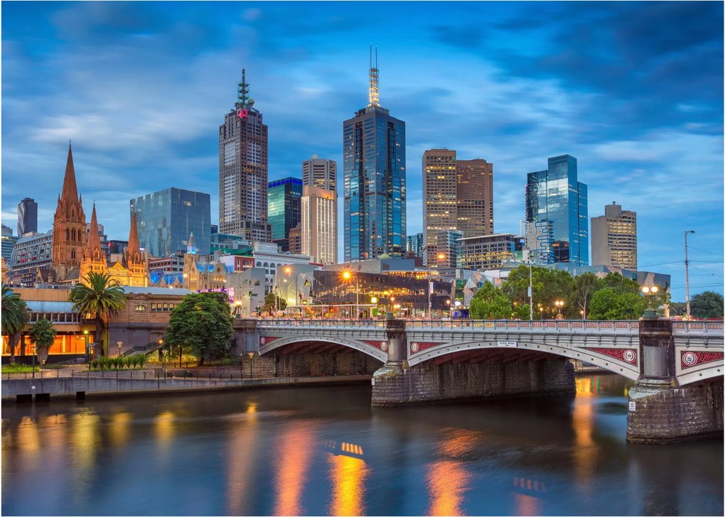 Tablou pe sticlă cu orașul Melbourne (70x50 cm)