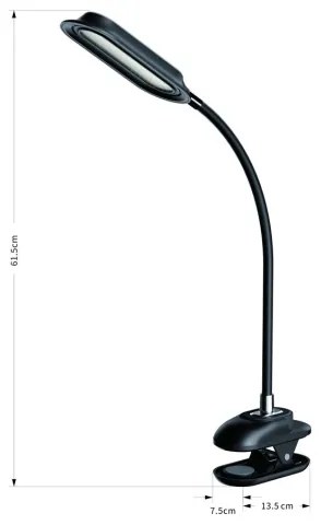 Immax 08998L - Lampă de birou LED+CCT, reglabilă, cu clemă CLIP, 7,5W/230V, neagră