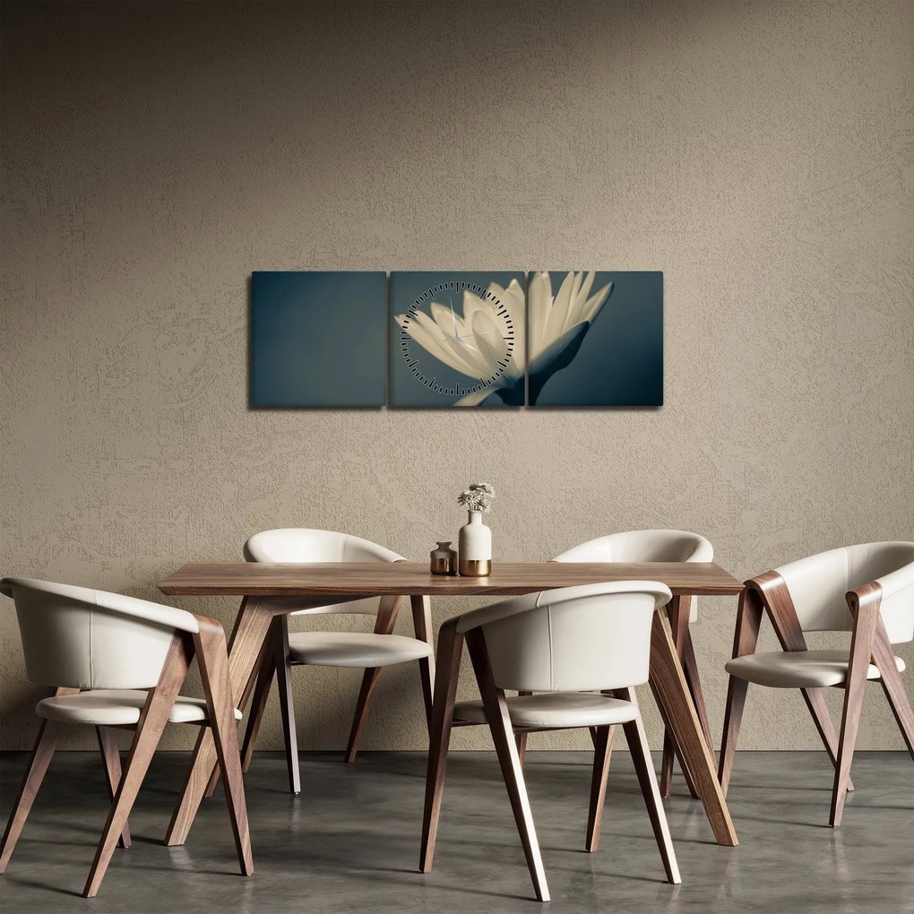 Tablou cu flori (cu ceas) (90x30 cm)