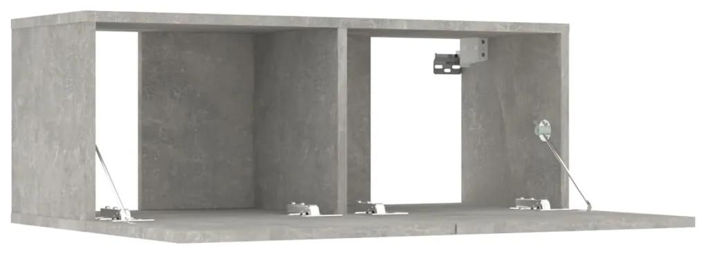 Comode TV, 2 buc., gri beton, 80x30x30 cm, lemn compozit 2, Gri beton