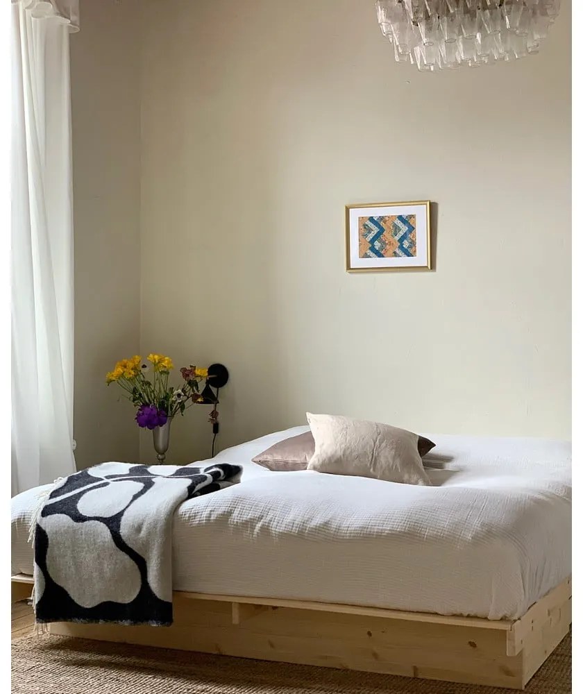 Pat matrimonial în culoare naturală din lemn masiv de pin 140x200 cm Kanso – Karup Design