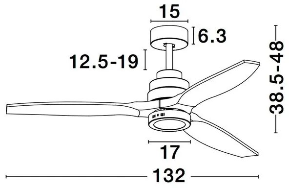 Ventilator de tavan cu telecomanda si iluminat NATURE alb/ stejar