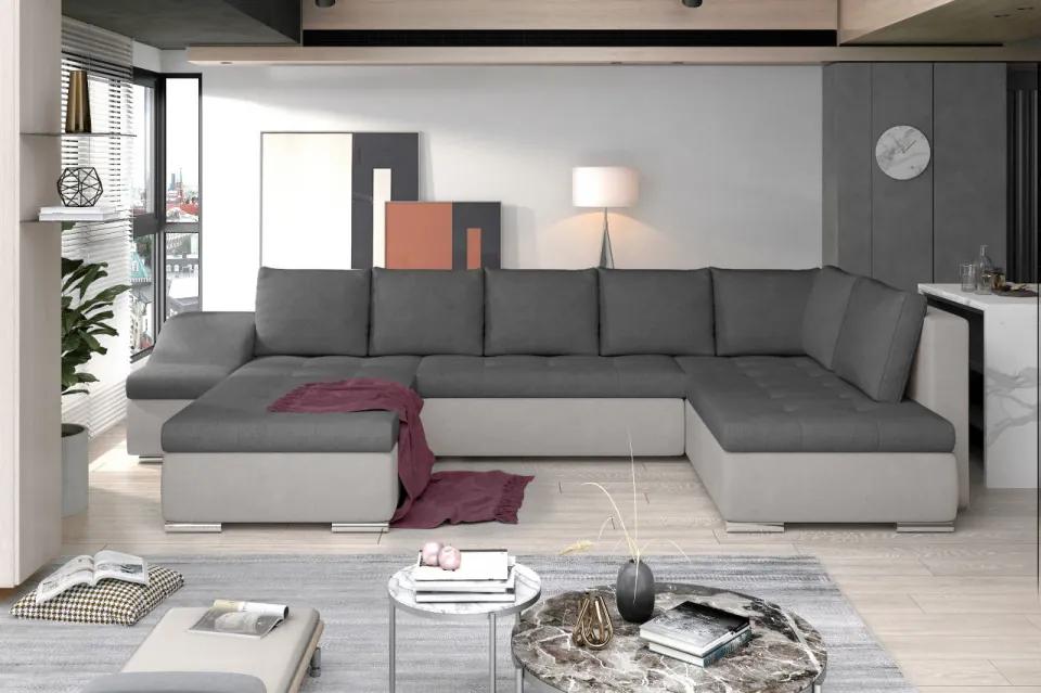Canapea modulara, extensibila, cu spatiu pentru depozitare, 340x88x200 cm, Giovanni L01, Eltap (Culoare: Gri inchis piele / Soft 11)