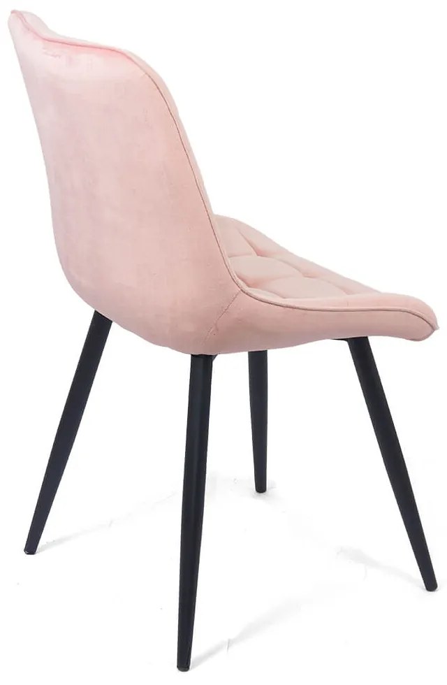 Scaun living modern din catifea cu bază metalică BUC 206 roz