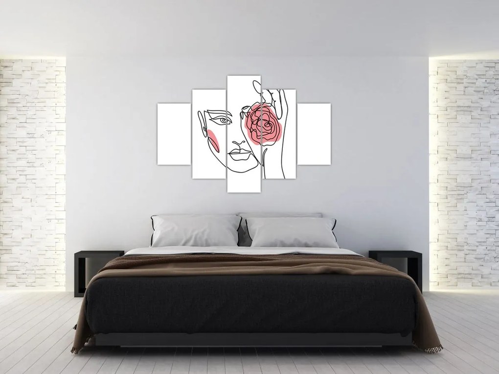 Tablou - Linie de artă față cu trandafir (150x105 cm)