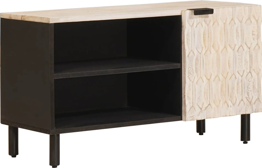 vidaXL Cabinet TV cu depozitare Finisaj Alb Spălat 80 x 33 x 46 cm