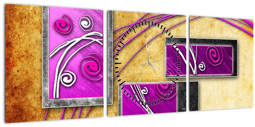 Tablou abstracție (cu ceas) (90x30 cm)