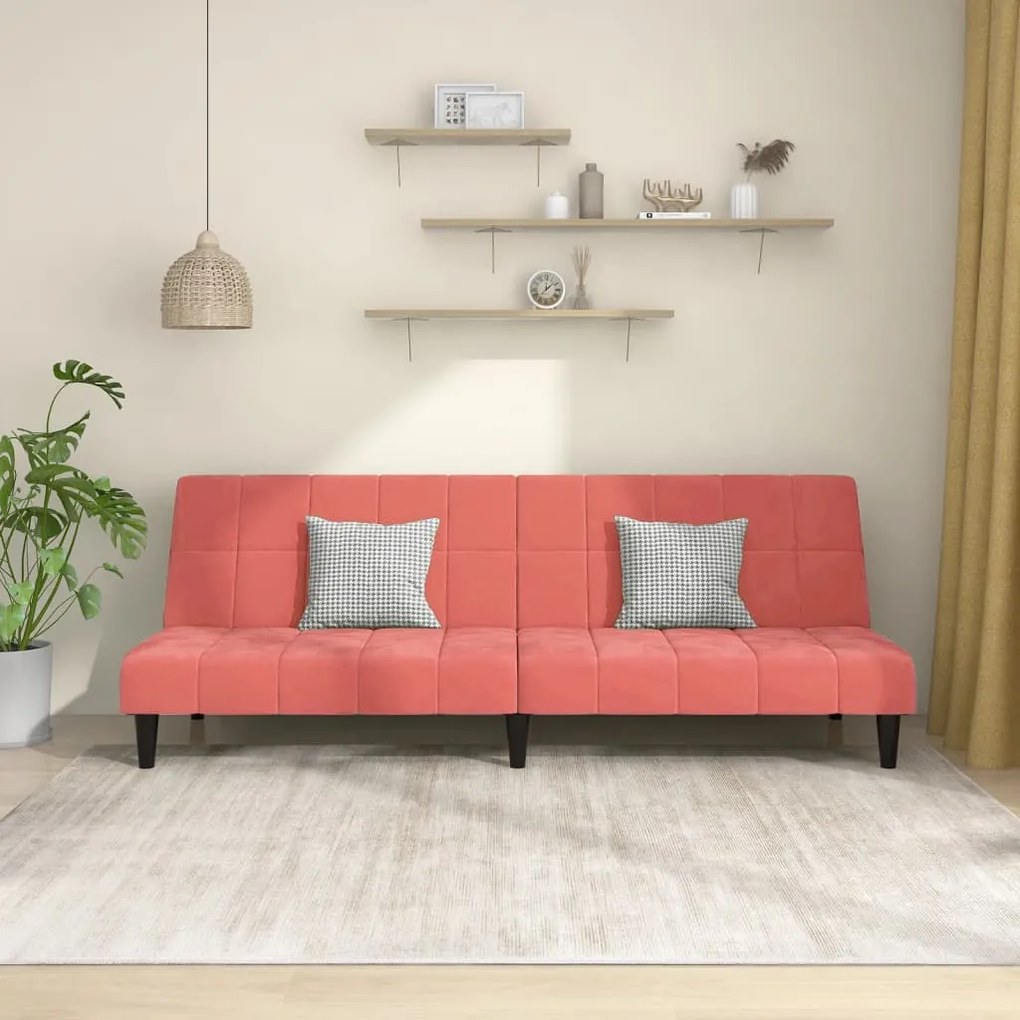 337506 vidaXL Canapea extensibilă cu 2 locuri, roz, catifea
