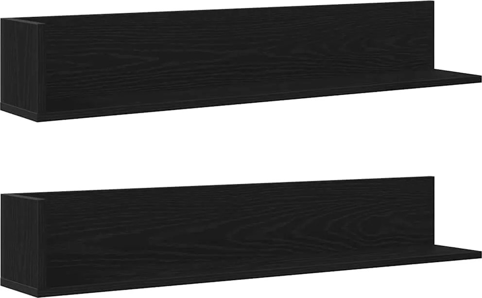 vidaXL Rafturi perete 2 buc. negru, 100x16,5x16,5 cm, lemn prelucrat