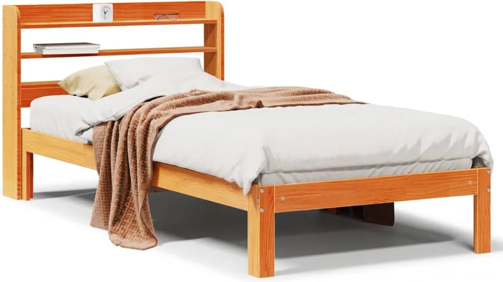 vidaXL Cadru pat fără saltea, maro ceruit, 100x200 cm, lemn masiv pin