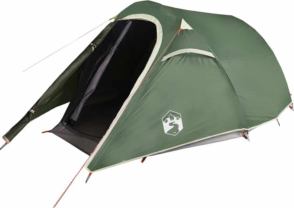 vidaXL Cort de camping pentru 3 persoane, verde, impermeabil
