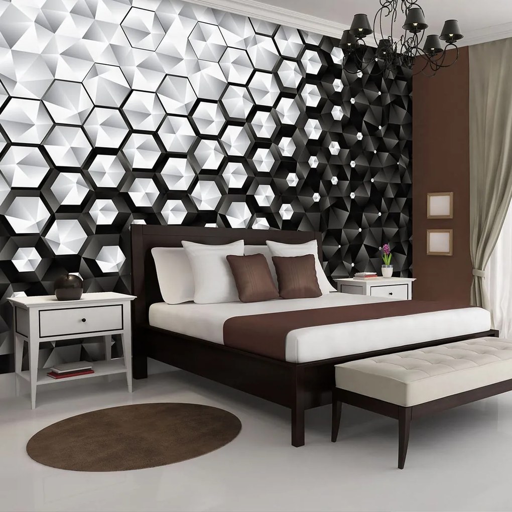 Fototapet - 3D hexagon (254x184 cm)