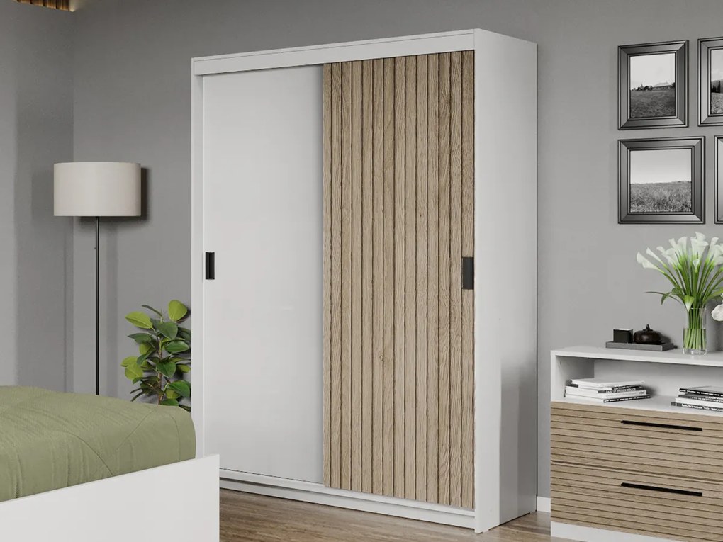 Set mobila dormitor 4 piese Cedric Alb/Natur C22