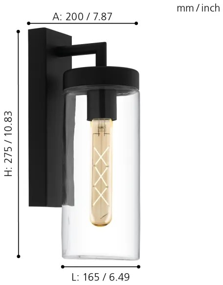 Eglo 97261 - Aplica perete exterior BOVOLONE 1xE27/60W/230V